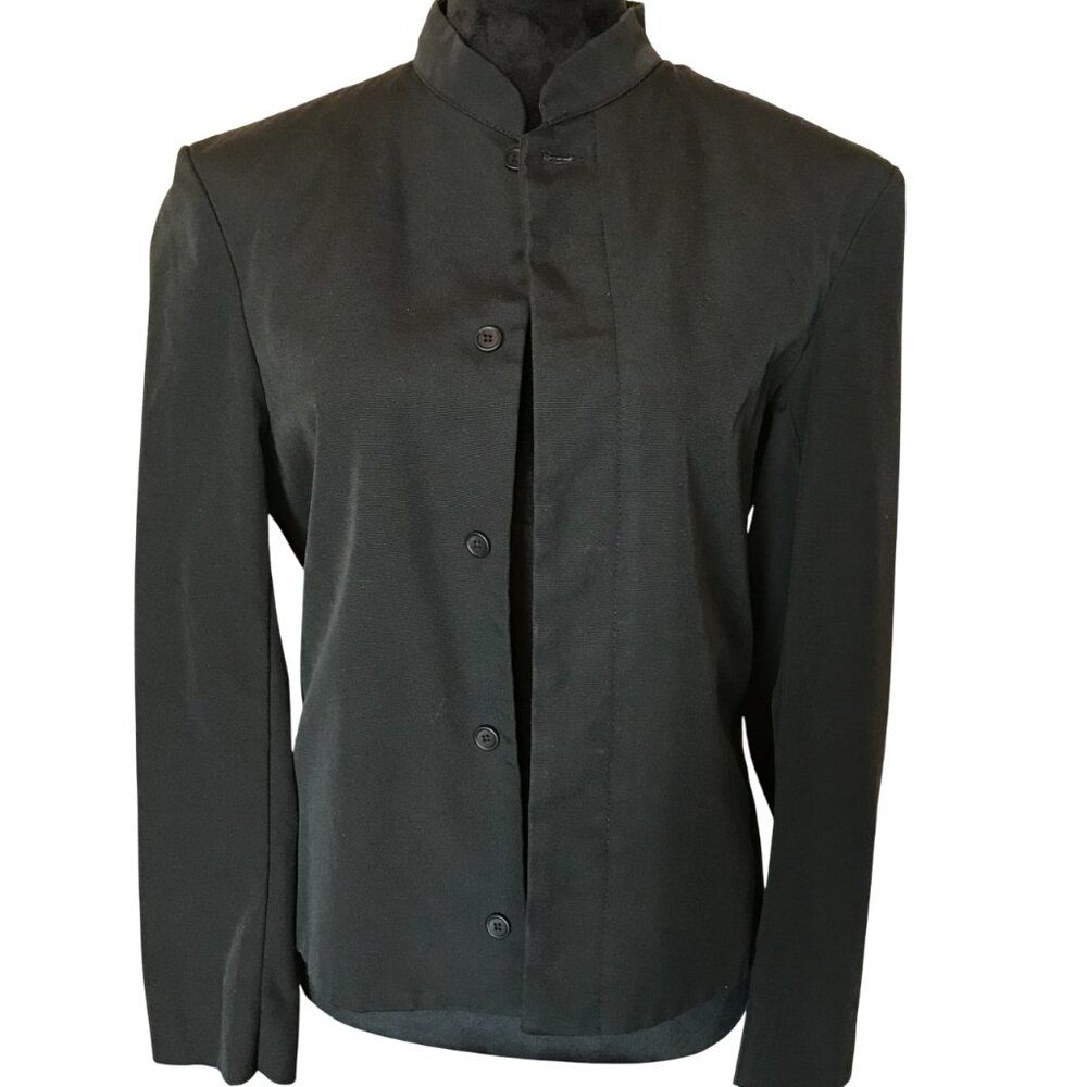 Angelica Solid Black Blazer, Hidden Buttonholes Medium Weight Women's Size 36